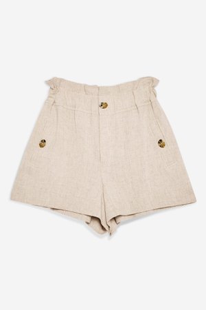 Natural Paperbag Shorts with Linen | Topshop