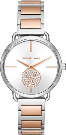 Amazon.com: Michael Kors Women's Portia Quartz Watch with Stainless Steel Strap, Two Tone, 16 (Model: MK3709), Silver/Rose Gold : Clothing, Shoes & Jewelry