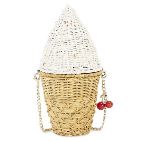 Betsey Johnson Sprinkles On Top Ice Cream Cone Raffia Woven Crossbody NWT - Women's Handbags & Bags