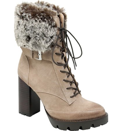Charles David Gutsy Lace-Up Boot with Faux Fur Cuff | Nordstrom