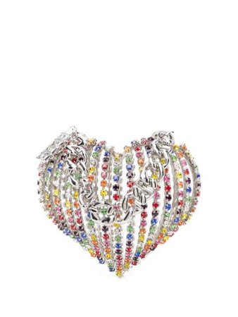Gcds crystal-embellished heart clutch silver & red SS21W010060 - Farfetch