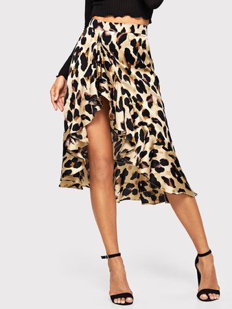 Ruffle Hem Leopard Print Skirt | SHEIN