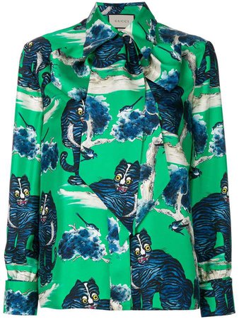 angry cat print blouse