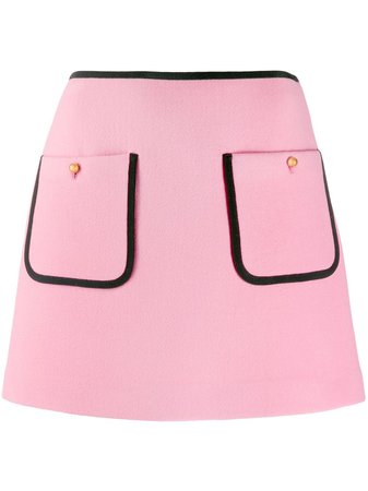 Miu Miu Contrast Piping A-Line Skirt