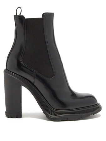 ALEXANDER MCQUEEN Tread Heeled Patent-leather Chelsea Boots - We Select Dresses