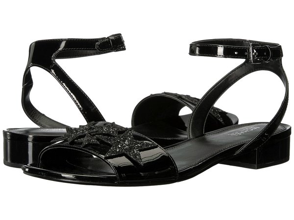 MICHAEL Michael Kors - Lexie Flat Sandal (Black Patent/Chunky Glitter) Women's Sandals