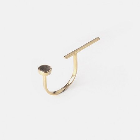 Ocean R. - Bar gold plated silver ring with grey Moonstone. | From Tiny Islands