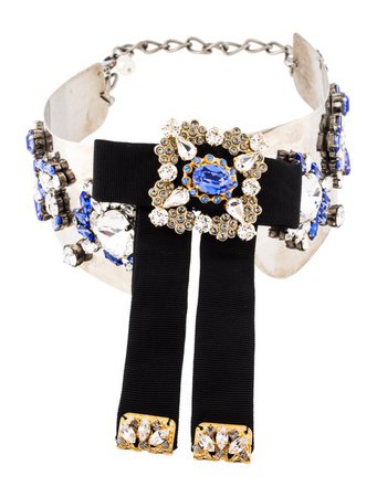 Dolce & Gabbana Crystal & Fabric Collar Necklace - Necklaces - DAG120849 | The RealReal