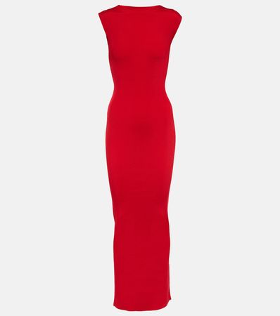 Open Back Ribbed Knit Gown in Red - Givenchy | Mytheresa
