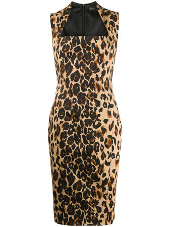 Mugler Leopard Print Fitted Midi Dress Ss20 | Farfetch.com