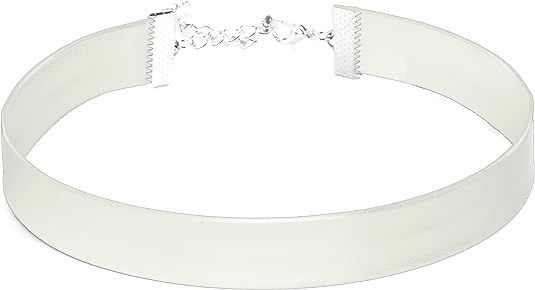 Amazon.com: STACKABLE CREATIONS Classic White Leather Choker Necklace for Women Girls, 90s Ribbon Neck Collar : Clothing, Shoes & Jewelry