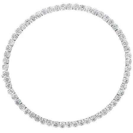 Roman Malakov, All GIA Certified 60.61 Carat Round Diamond Tennis Necklace For Sale at 1stDibs