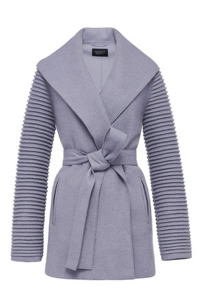 SENTALER Luxury Outerwear: Wrap Coat with Ribbed Sleeves - Gull Grey