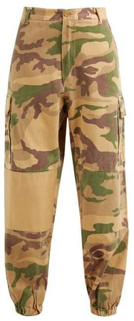Myar - Camouflage Print Elasticated Cuff Cotton Trousers - Womens - Multi