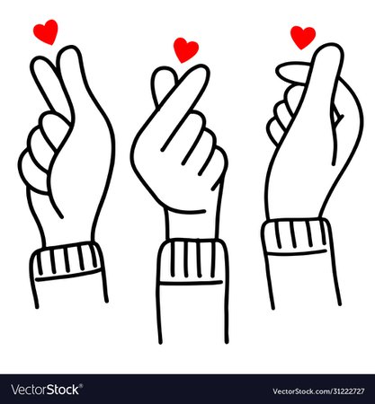 Hand drawn korean love sign doodle korea Vector Image