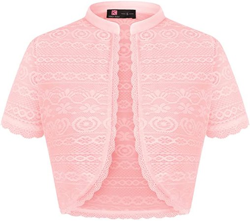 KANCY KOLE Women Lace Shrugs Short Sleeve Cropped Cardigan Casual Vintage Bolero Jackets S-XXL at Amazon Women’s Clothing store