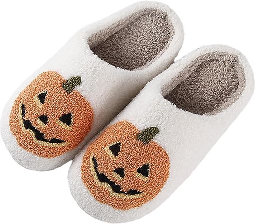 Amazon.com | ODYQIG Halloween Pumpkin Slippers for Womens Mens Plush Warm Spooky Lantern Pumpkin Slippers House Shoes Yellow-37-38 | Shoes