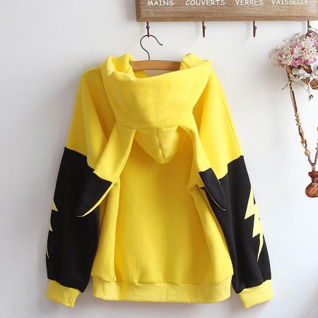 Japanese Anime Black Yellow Pikachu Hoodie Sweater SD00257– SYNDROME - Cute Kawaii Harajuku Street Fashion Store