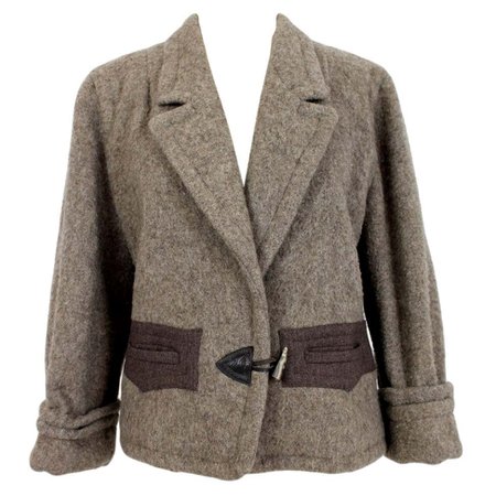 Byblos Brown Beige Wool Short Casual Coat For Sale at 1stDibs