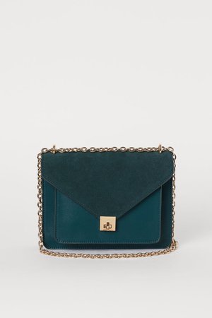 Shoulder Bag with Suede Detail - Dark green - Ladies | H&M US