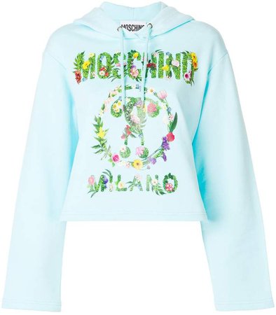 floral print logo hoodie