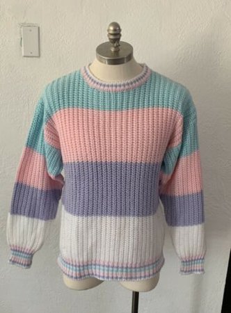 1980s Vintage DEB acrylic Sweater Size Large Pastel Pink Blue Purple White Knit | eBay