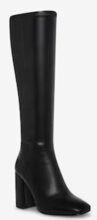black tall leather boots