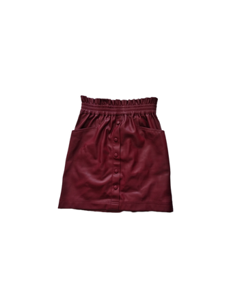 red wine imitation leather skirt