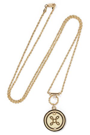 Foundrae | True Love 18-karat gold, diamond and enamel necklace | NET-A-PORTER.COM