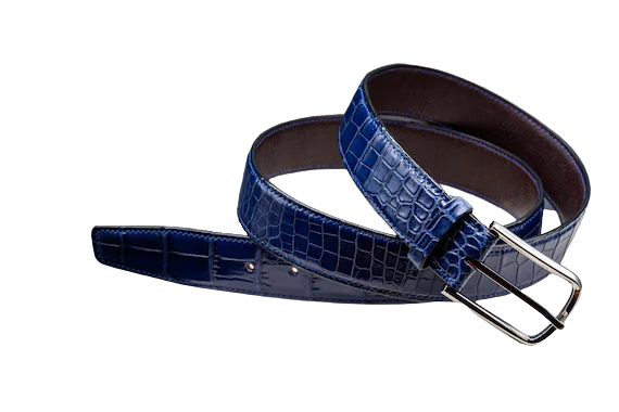 Men's blue alligator belt, Handmade leather belt, Classic belt for men, personalized belt for men.