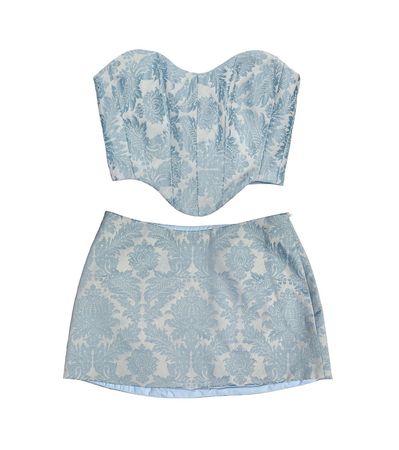 blue corset + skirt