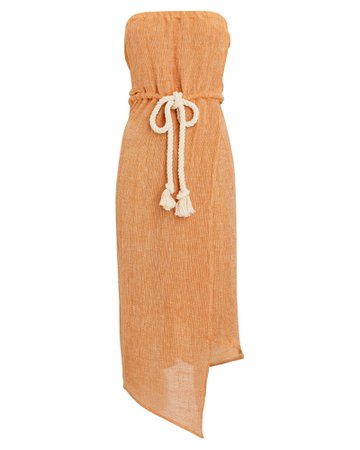 Lisa Marie Fernandez Victor Strapless Linen Midi Dress | INTERMIX®