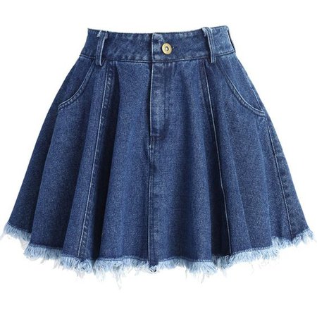 denim pleated skirt