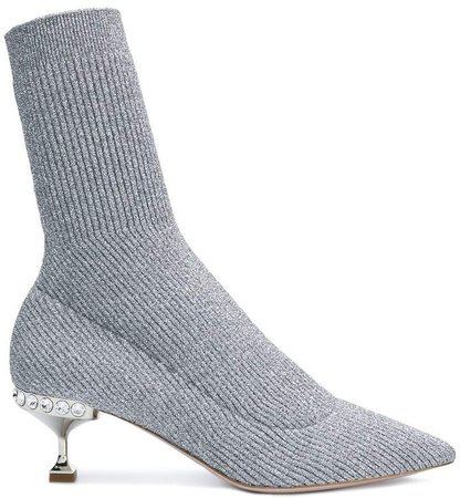 lurex knit ankle boots