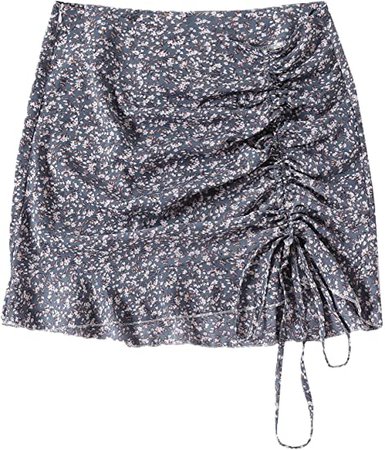 Amazon.com: WDIRARA Women's Print High Waist Drawstring Ruffle Hem Bodycon Mini Skirt : Clothing, Shoes & Jewelry
