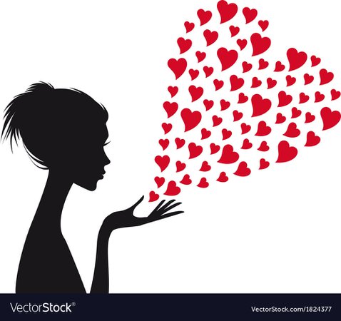 Woman with red hearts Royalty Free Vector Image