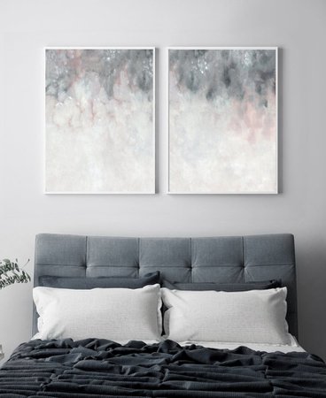 Pink Grey Wall Art PRINTABLE Art Bedroom Print Set Set of | Etsy
