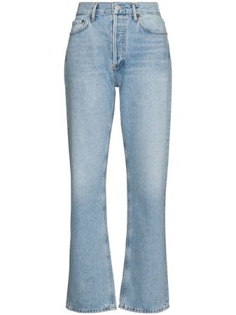 Shop blue AGOLDE Lana straight-leg jeans with Express Delivery - Farfetch