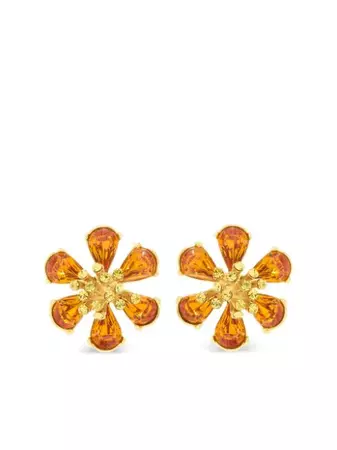 Oscar De La Renta crystal-embellished flower-button Earrings - Farfetch