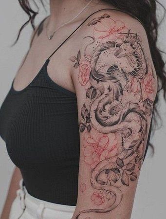 tattoo dragon blossom cherry