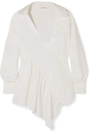 ADEAM - Asymmetric Cotton-blend Poplin Wrap Shirt - White
