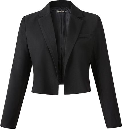 Beninos Womens Long Sleeve Open Front Crop Blazer Jacket (806 Black, XL) at Amazon Women’s Clothing store
