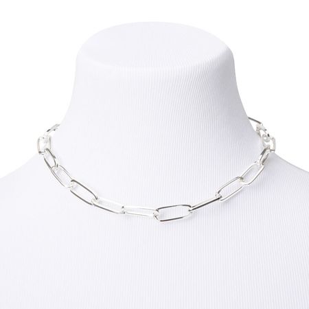 Silver Paperclip Link Chain Necklace | Claire's US
