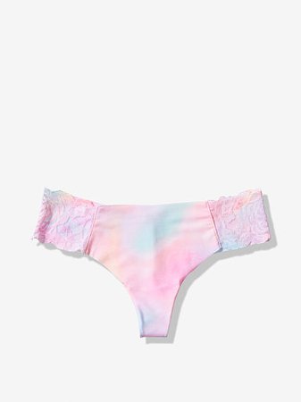 Lace Back No-Show Thong - PINK - pink