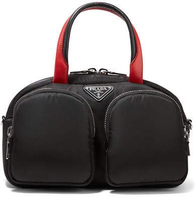 Leather-trimmed Nylon Tote - Black
