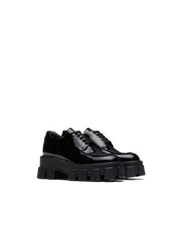 Monolith patent leather lace-up shoes | Prada