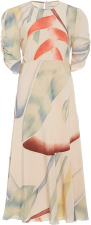 Patterned Silk Midi Dress