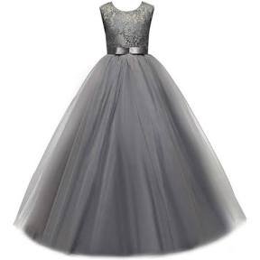 grey puffy ballroom dress