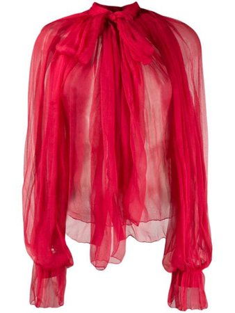 Red Atu Body Couture Sheer Silk Blouse | Farfetch.com