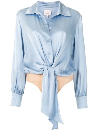 Shop blue Cinq A Sept Gracie shirt bodysuit with Afterpay - Farfetch Australia